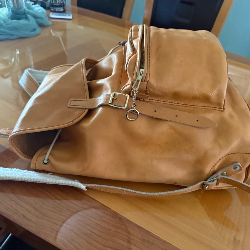 Chic Tan Leather Backpack for Women - Picture 5 of 9